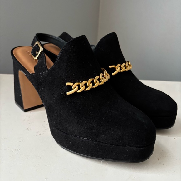 Bernardo Napa Platform Sling-Back Black Kid Suede Shoes Made in Brazil Size 7.5 - Picture 2 of 8